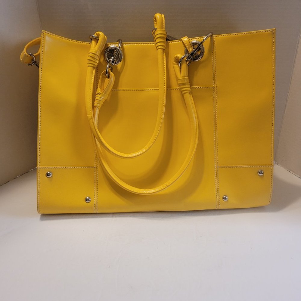Wilsons Leather Laptop Briefcase Tote Large Yellow Purse Handbag.